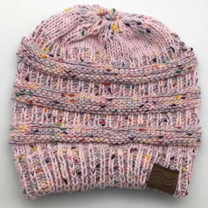 Ponytail Beanie Hat Knitted Stylish Hats For Ladies Fashion