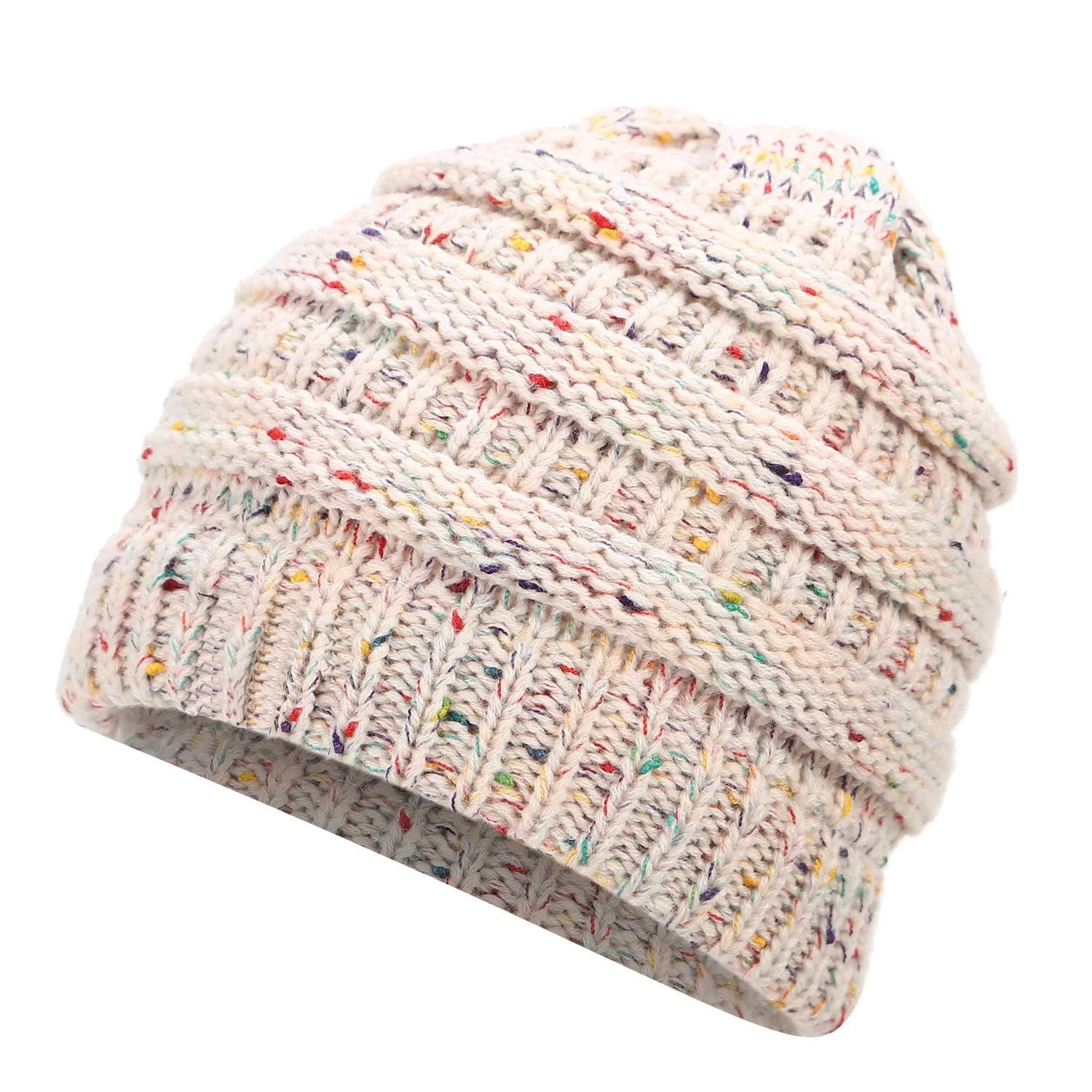 Ponytail Beanie Hat Knitted Stylish Hats For Ladies Fashion