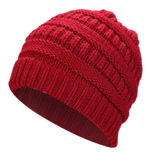 Ponytail Beanie Hat Knitted Stylish Hats For Ladies Fashion