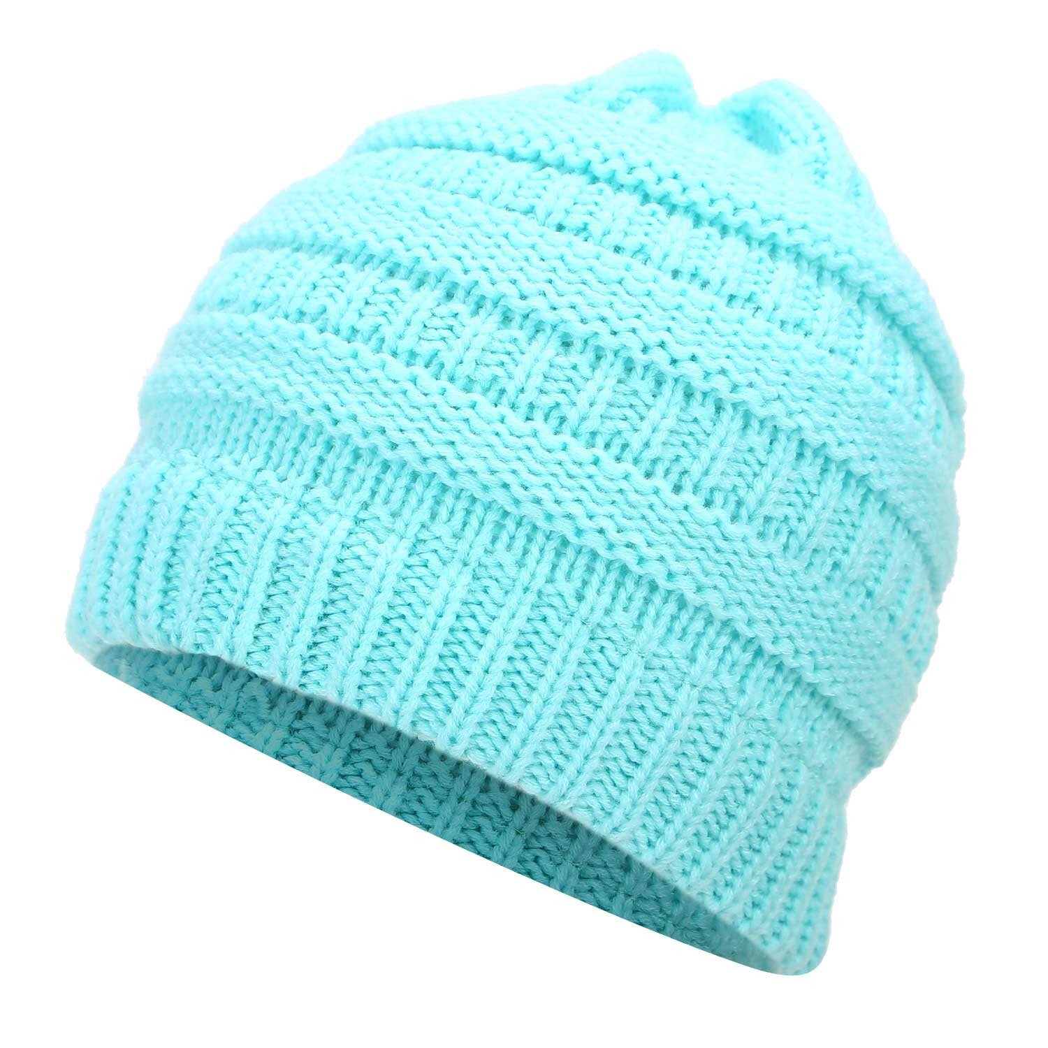 Ponytail Beanie Hat Knitted Stylish Hats For Ladies Fashion