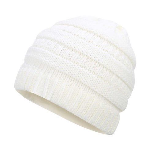 Ponytail Beanie Hat Knitted Stylish Hats For Ladies Fashion